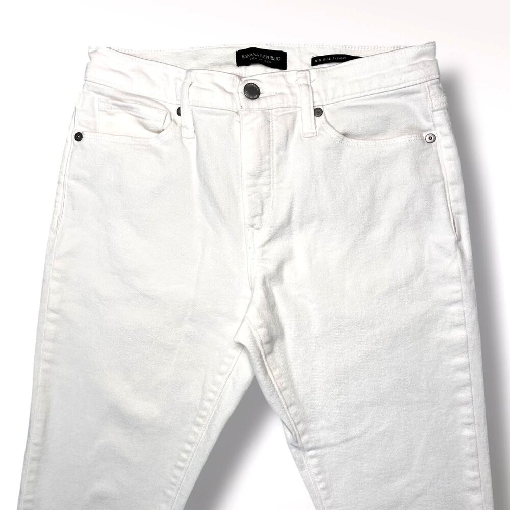Banana Republic White Skinny Jeans Mid Rise Petite 28 - Picture 2 of 9